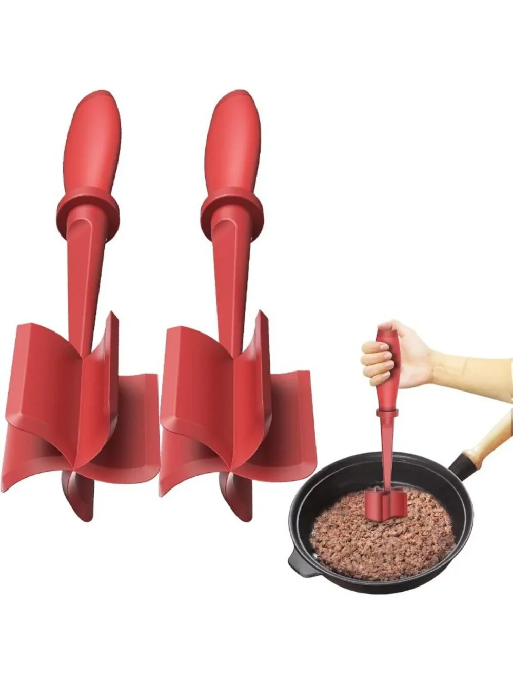 2-Pack Heat Resistant Meat Chopper & Masher Tool for Ground Beef, Non-Stick